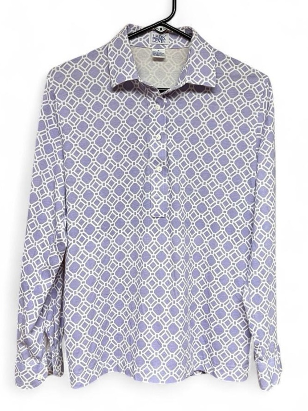 Leon Levin Geometric Print Long Sleeve Top Size Medium